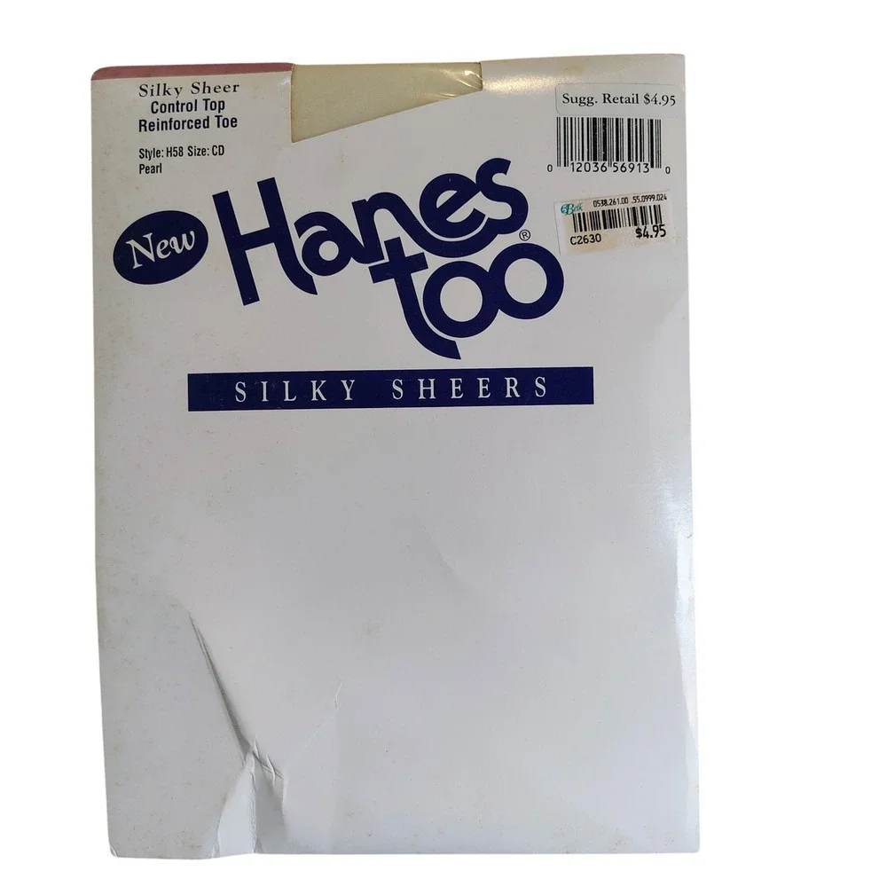 NWT Hanes Womens SZ CD Hanes Too Silky Sheer Pantyhose Pearl Vintage 90s Y2K